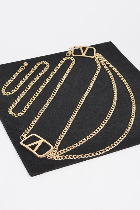 Multi Layered Metal Plus Size Chain Belt