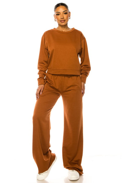 PLUS SIZE 2-PIECE WIDE LEG JOGGER SEt