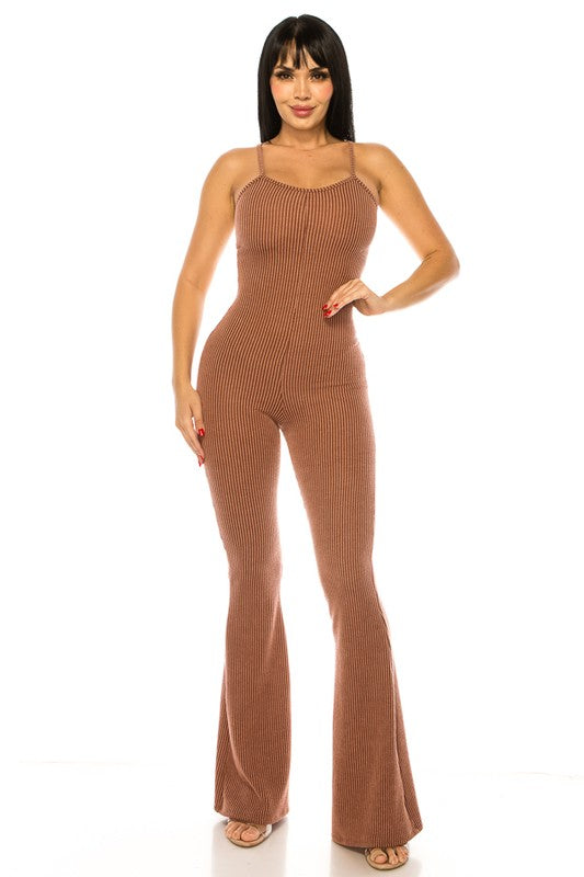 PLUS SIZE 2-PIECE RIBBED HOODIED BELL BUTTOM SET-TOFFEE