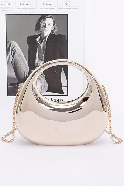 Moon Shape Unique Transparent Evening Handbag-GOLD