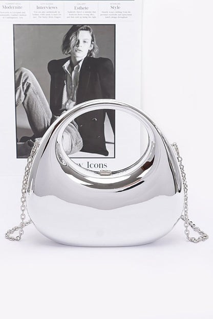 Moon Shape Unique Transparent Evening Handbag-SILVER