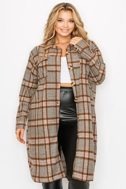 Oversized Shacket-BROWN MIX