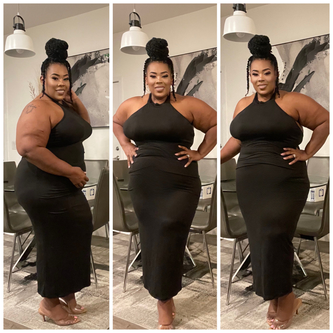 PLUS SIZE SEXY PEEP BACK OUT BODYCON DRESS