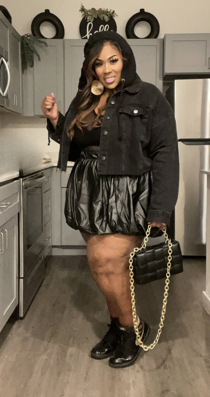 I BET YOU WON'T FAUX LEATHER BUBBLE SKIRT