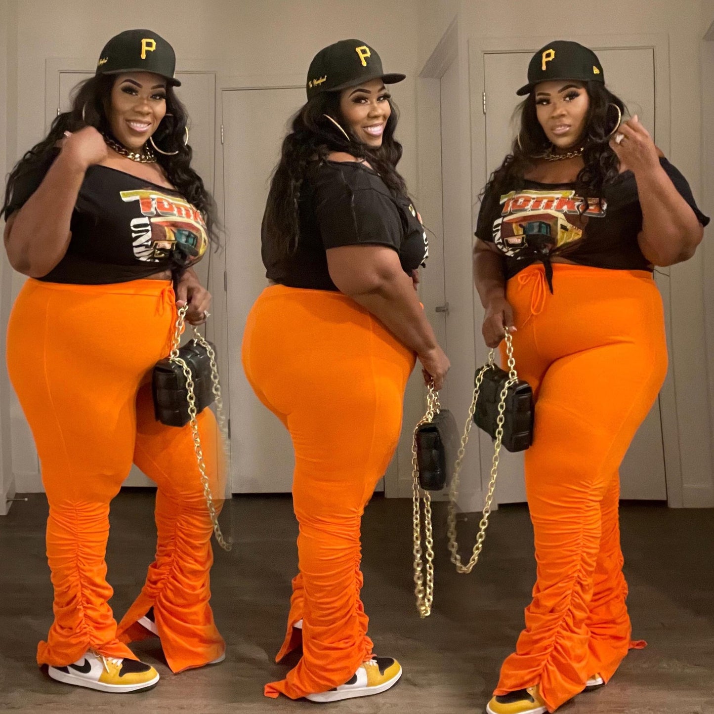 PLUS SIZE STACKED PANTS