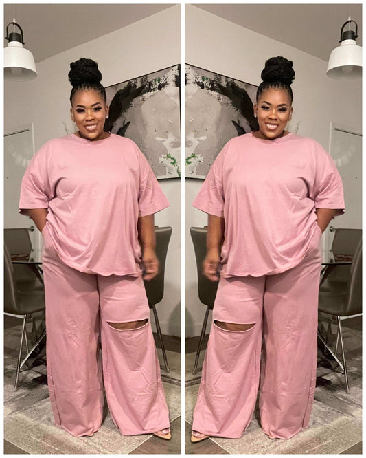 PLUS SIZE 2-PIECE OVERSIZED "JUST CHILL SET"