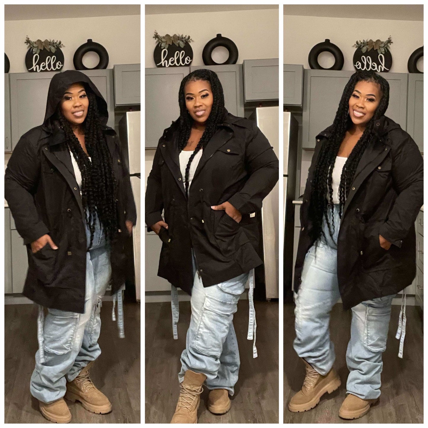 PLUS SIZE HOODED CARGO JACKET