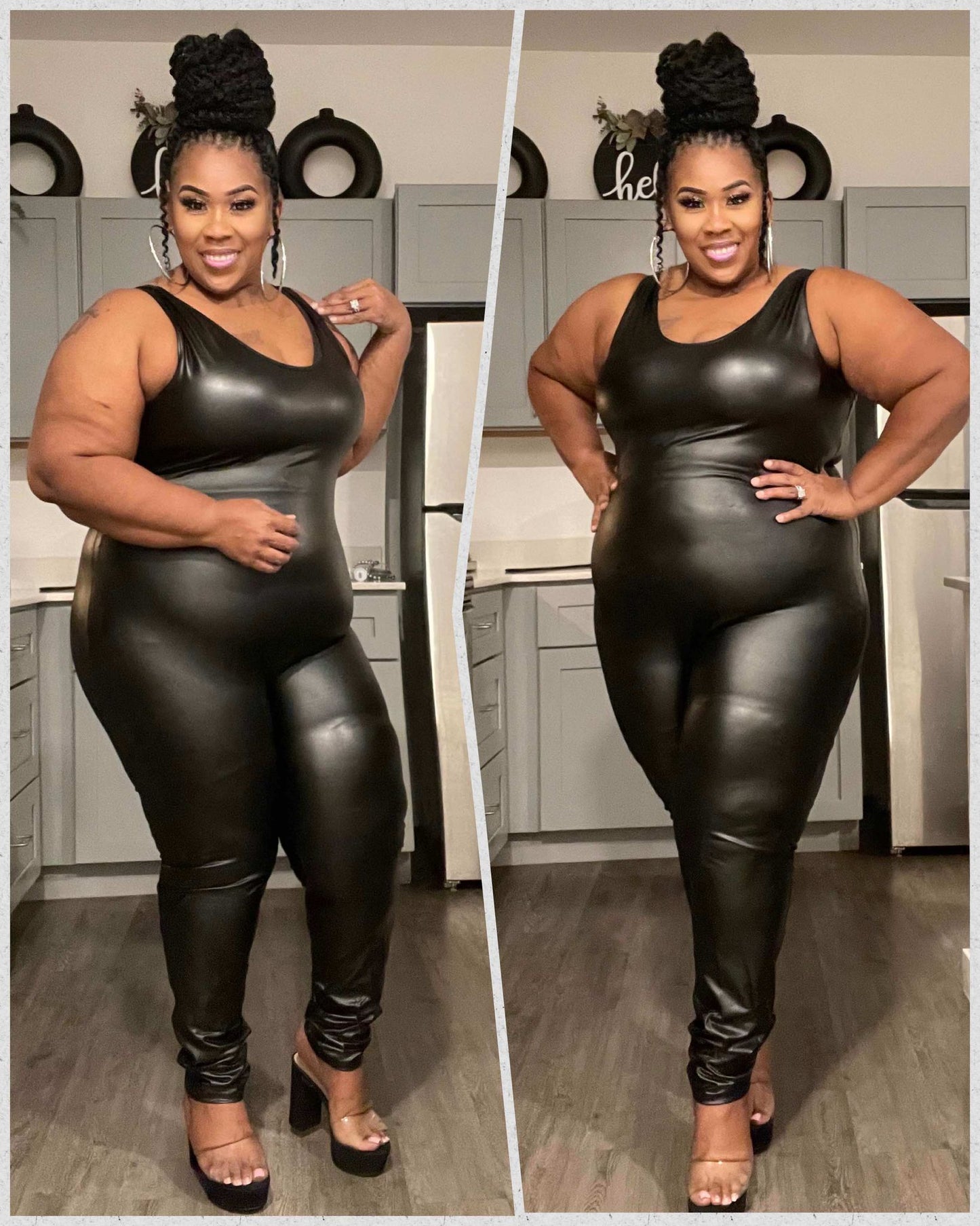 PLUS SIZE FAUX LEATHER JUMPSUIT