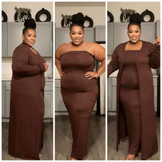 EASY DOES IT 2-PIECE SET-CHOCOLATE BROWN