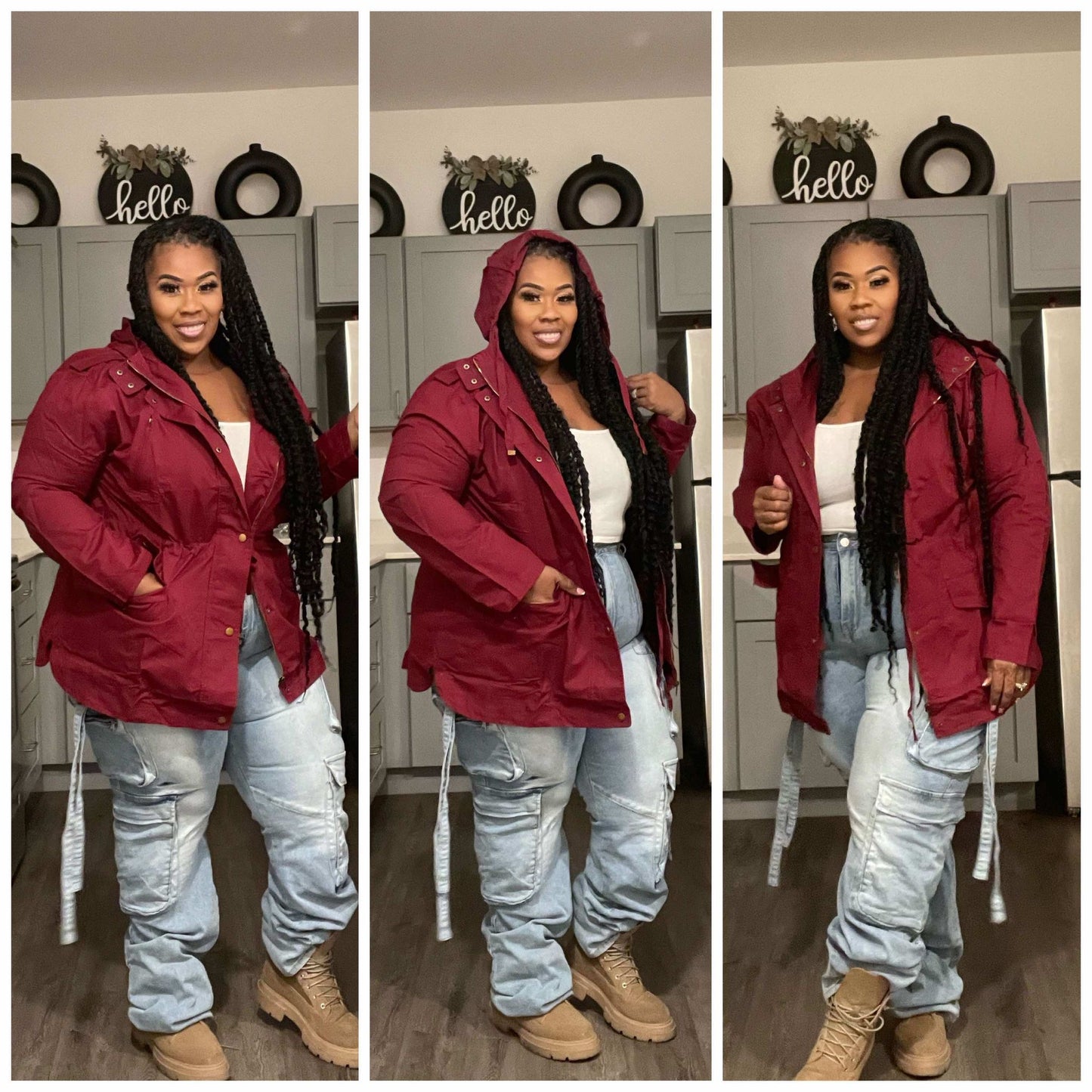 PLUS SIZE HOODED CARGO JACKET