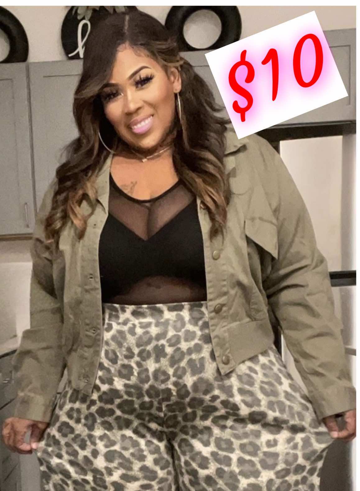 PLUS SIZE ARMY GREEN JACKET