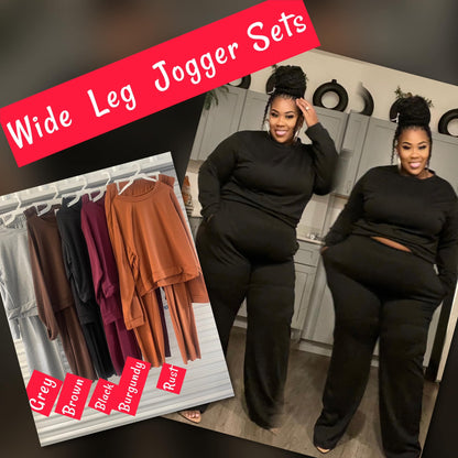 PLUS SIZE 2-PIECE WIDE LEG JOGGER SEt