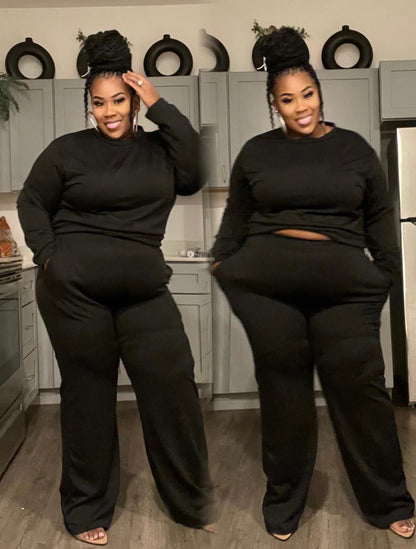 PLUS SIZE 2-PIECE WIDE LEG JOGGER SEt