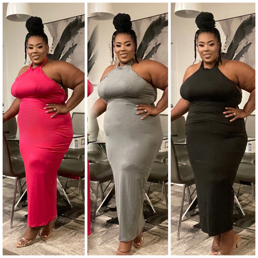 PLUS SIZE SEXY PEEP BACK OUT BODYCON DRESS