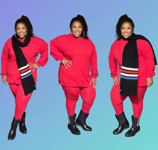 RED PLUS SIZE 2-PIECE CHILL SET