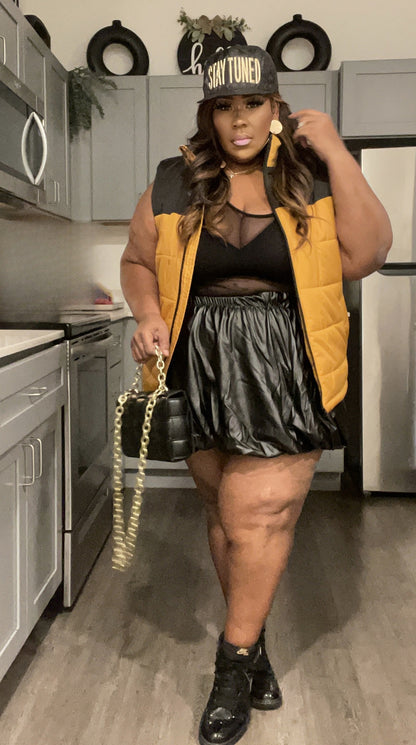 I BET YOU WON'T FAUX LEATHER BUBBLE SKIRT