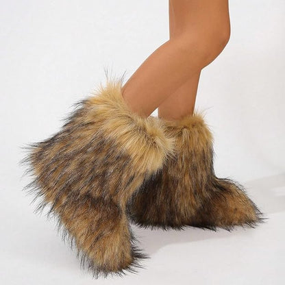 BROWN FURRY PULL ON BOOTS