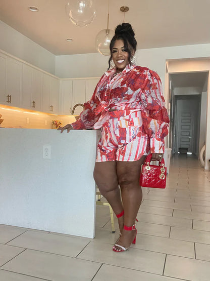 PLUS SIZE BRUNCH VIBES 2-PIECE SHORT SET