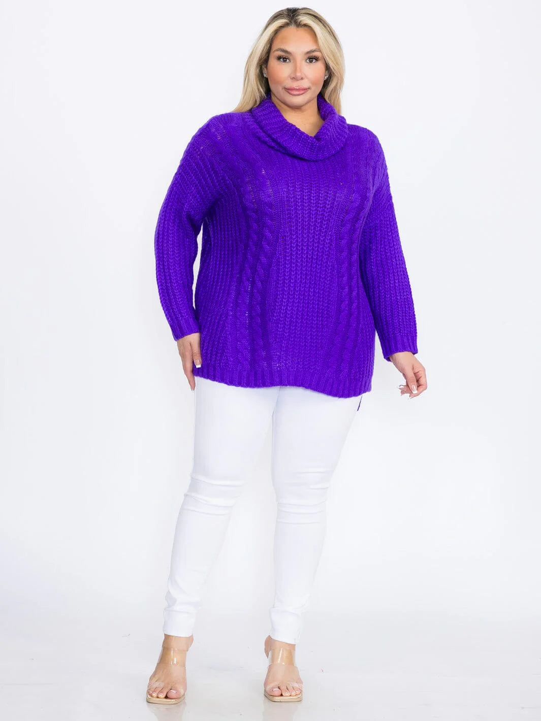 PULLOVER TURTLE NECK SWEATER-PURPLE