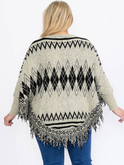 PULLOVER COLORBLOCK PRINTED PONCHO