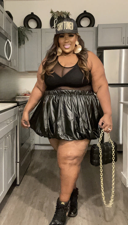 I BET YOU WON'T FAUX LEATHER BUBBLE SKIRT