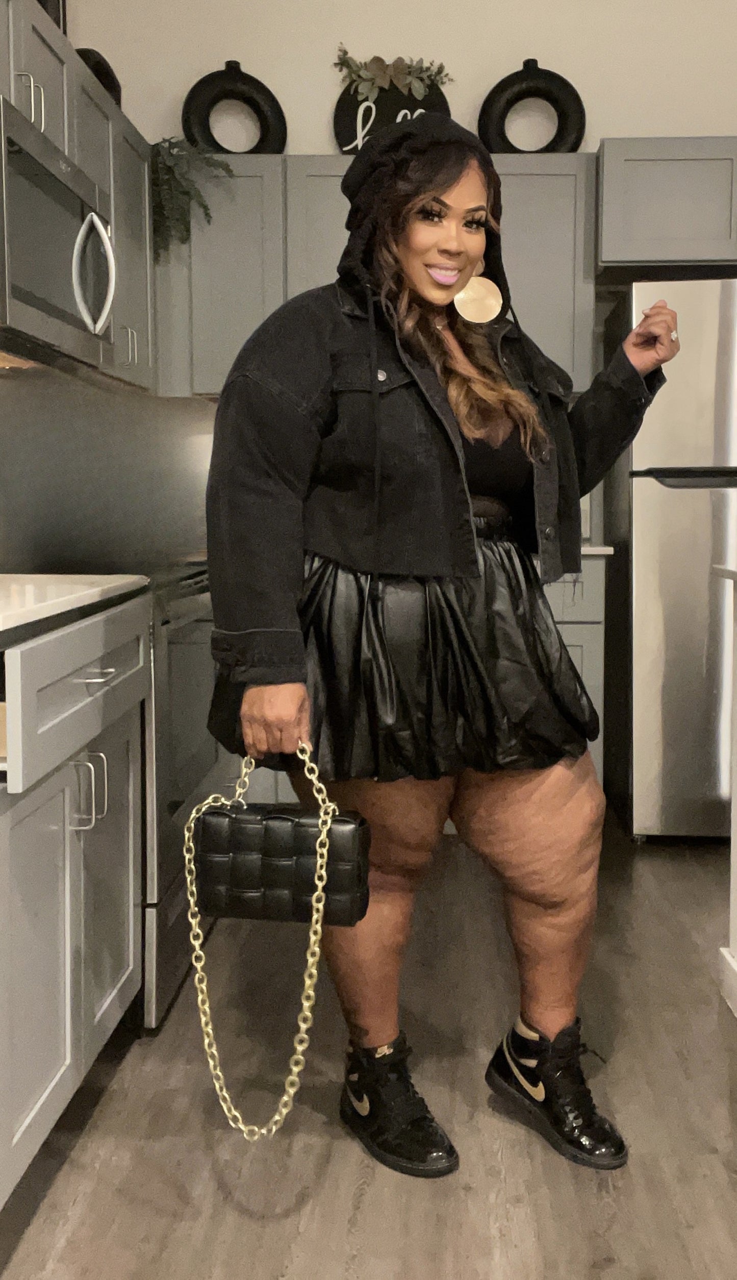 I BET YOU WON'T FAUX LEATHER BUBBLE SKIRT