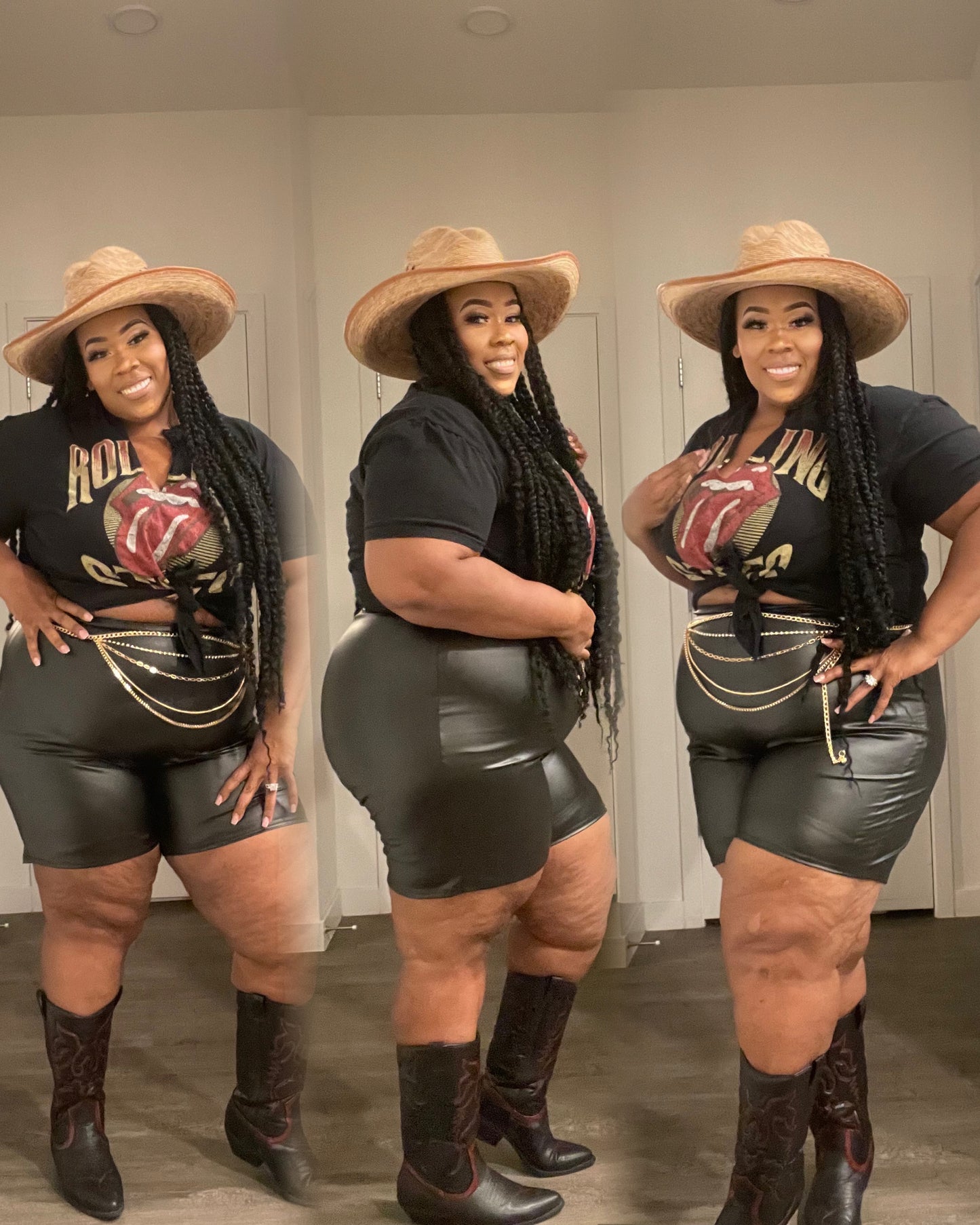 PLUS SIZE HIGHWAIST FAUX LEATHER SHORTS