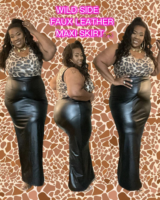 MS. FLYFATCHICK FAUX LEATHER MAXI SKIRT