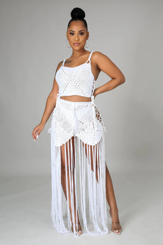 Coming In Hot Skirt Set-White