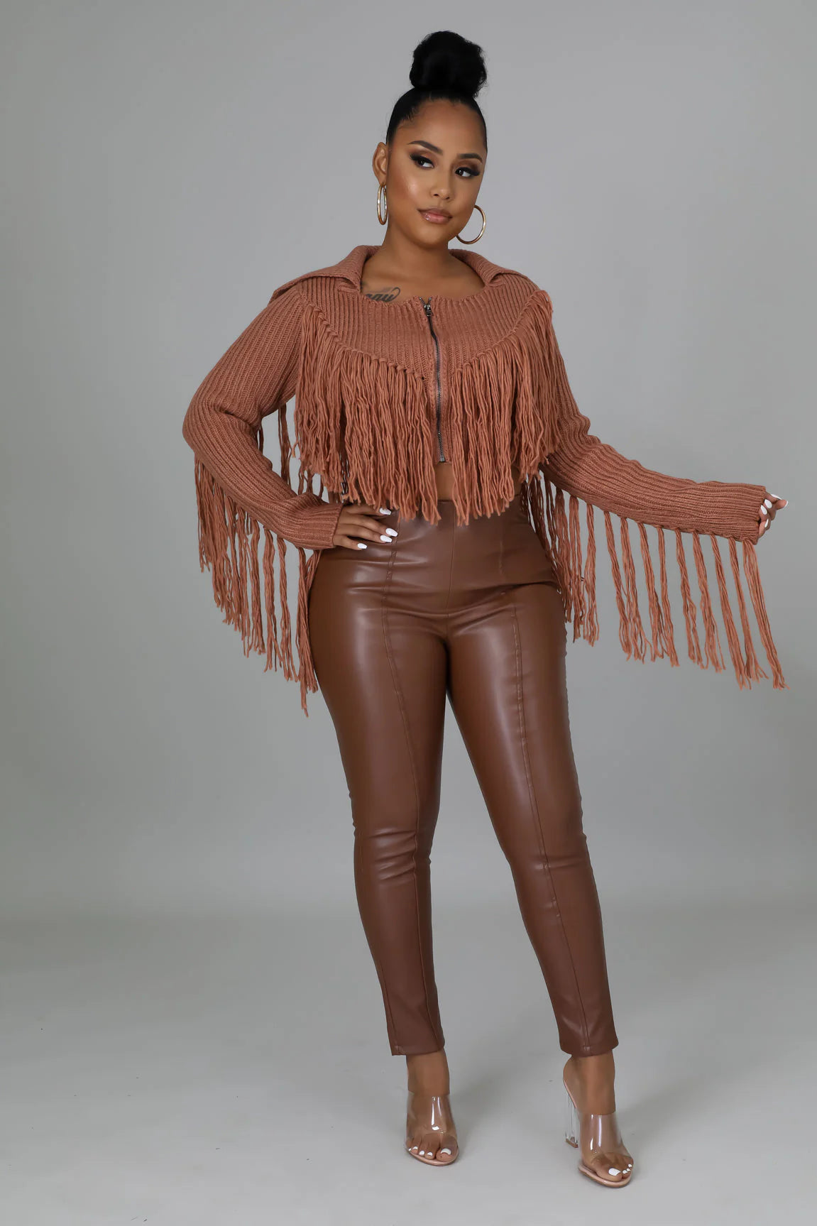 TAKING ME ON THE WILD SIDE SWEATER TOP-MOCHA