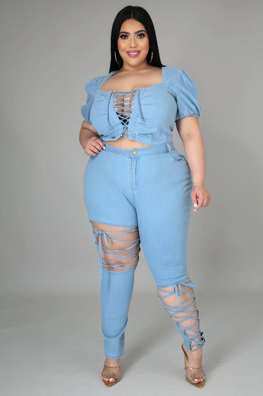 PLUS SIZE SO IN Love With Me Pant Set