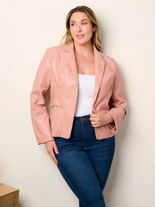 PLUS SIZE FAUX LEATHER JACKET-MAUVE