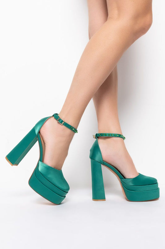 "SO WHAT IM EXTRA" GREEN CHUNKY HEEL